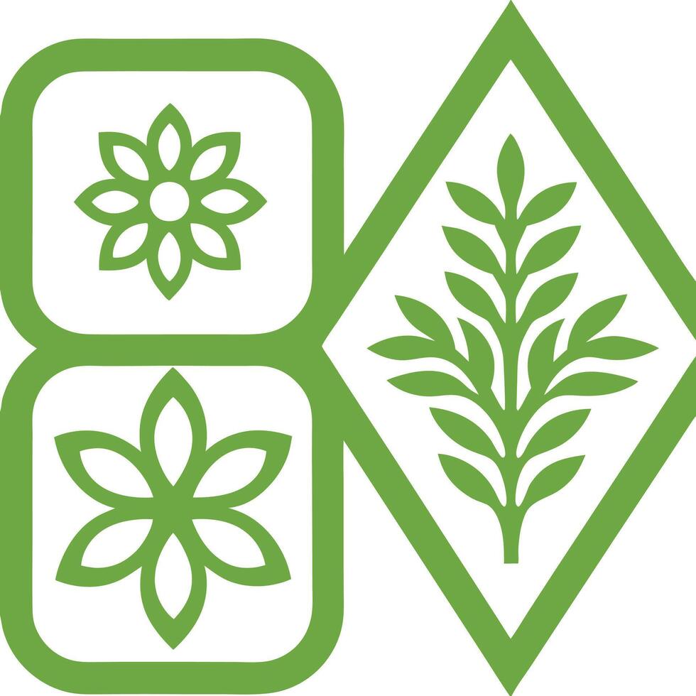 Green And White Botanical Illustrations Elegant Minimalist Artwork. vector