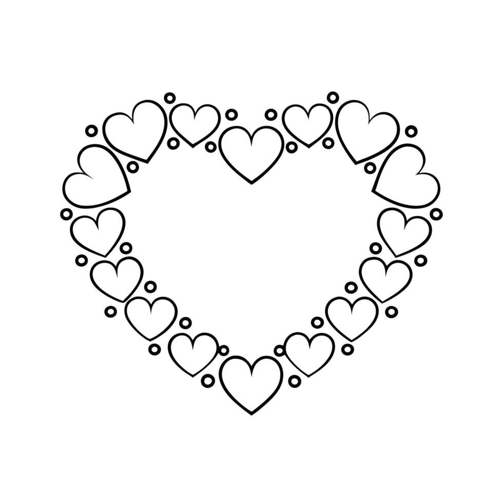 Heart Shape Composed of Smaller Hearts in Black Design. vector