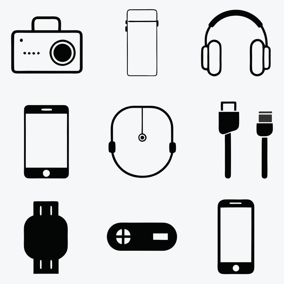 Electronic Devices and Gadgets Must Have Tech Accessories.. vector