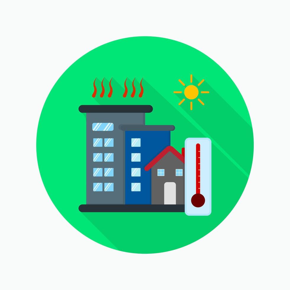 Urban crisis flat icon isolated on circular colored background with long shadow vector
