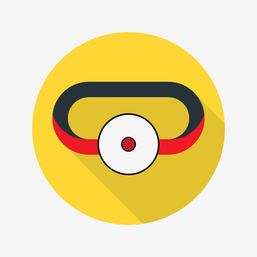 Light head flat icon isolated on circular colored background with long shadow vector