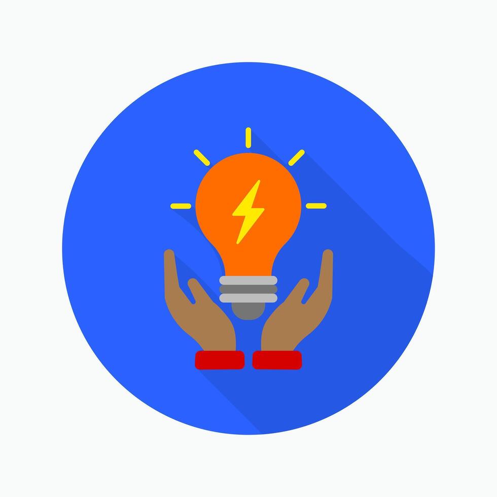 Save energy flat icon isolated on circular colored background with long shadow. vector