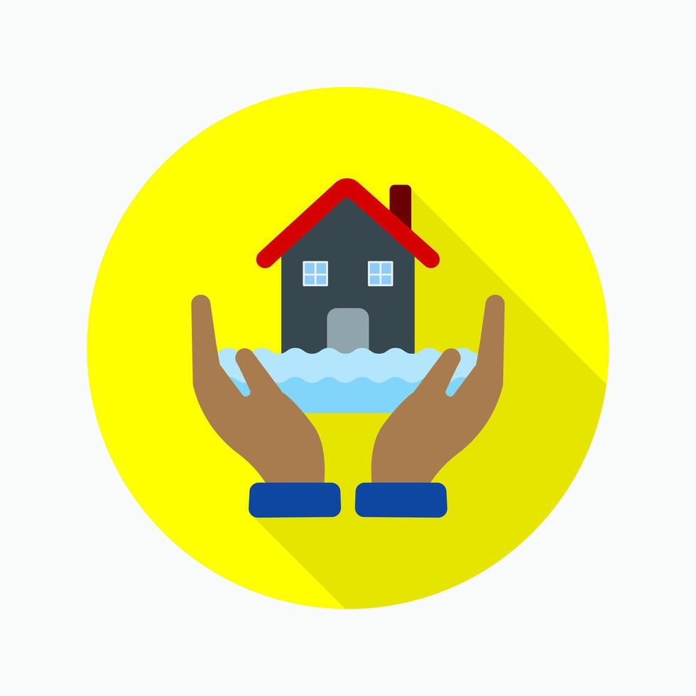 Save our home flat icon isolated on circular colored background with long shadow. vector