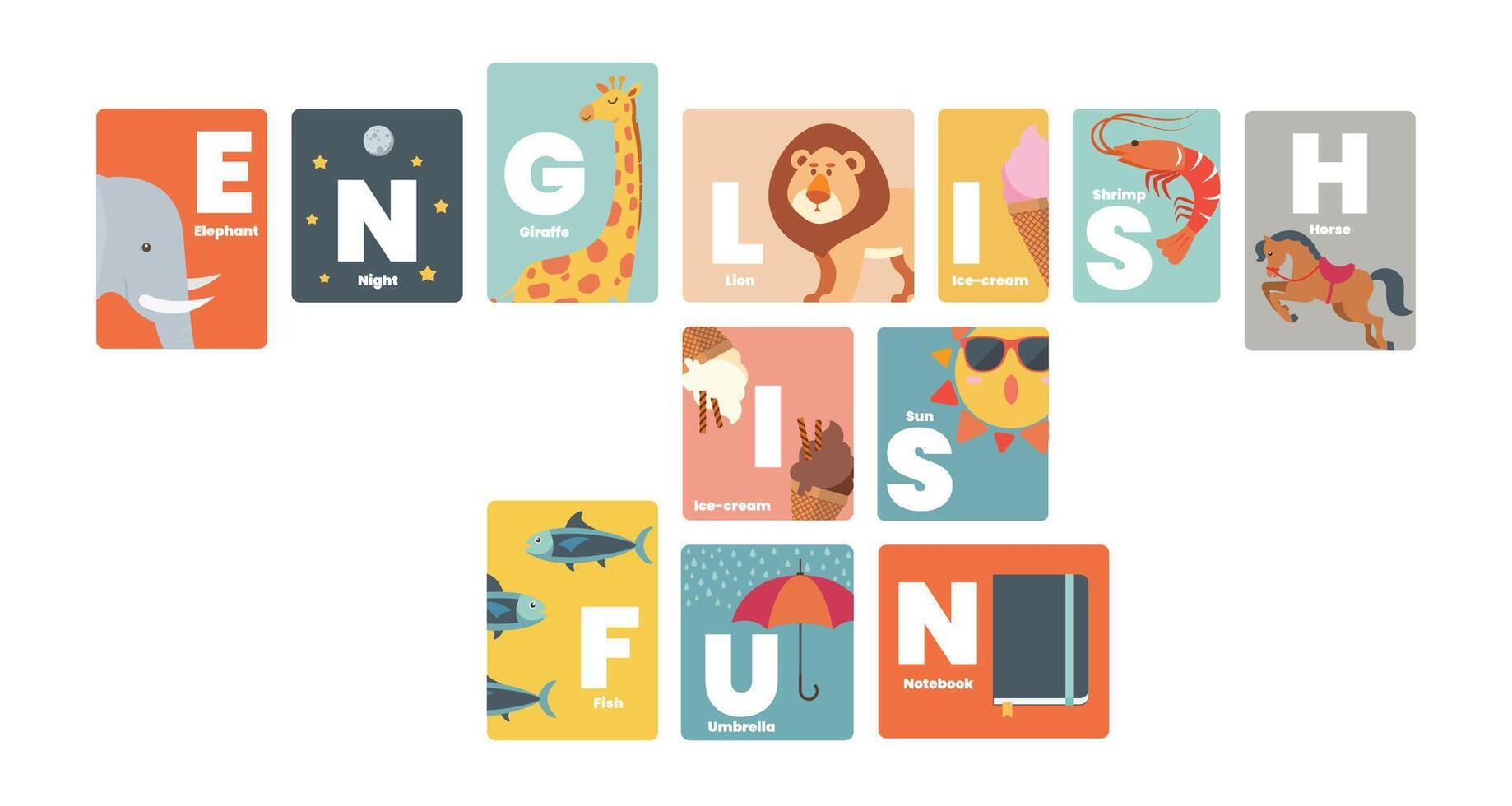 English is Fun Alphabet Worksheet Cartoon vector