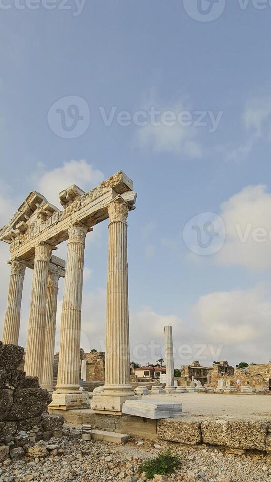 Temple of Apollo at the ancient city of Side in Antalya region on the Mediterranean coast of Turkey. photo