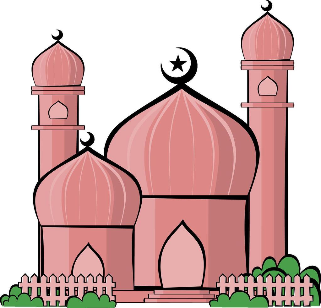 Illustration of Pink Mosque with Minarets vector