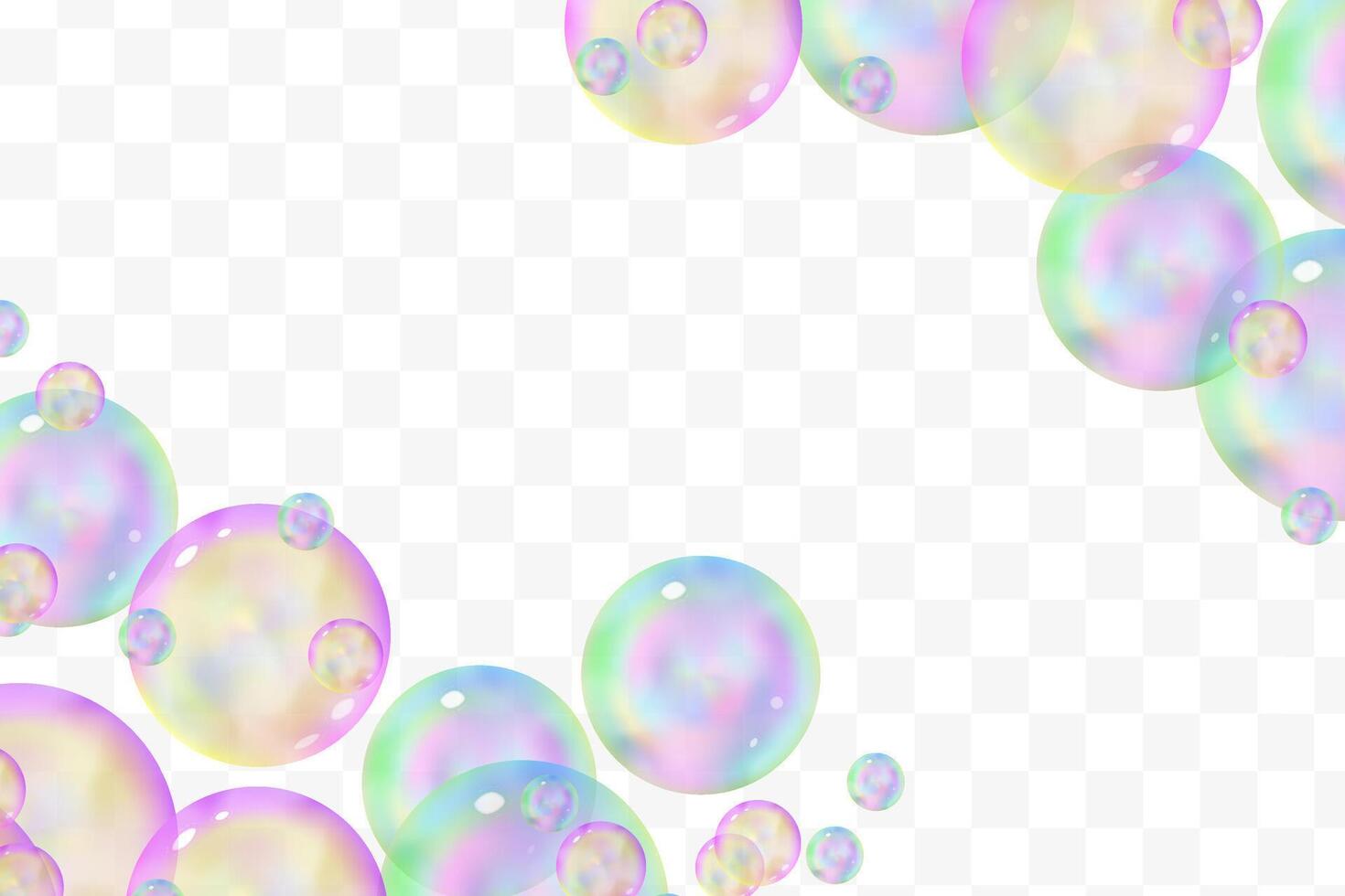 Vibrant soap bubbles overlay background corner frame vector