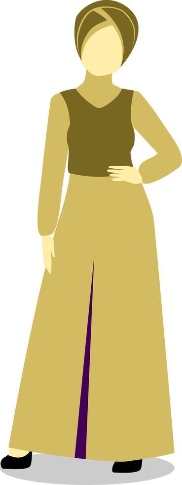 Stylish Woman in Vest and Head Scarf vector