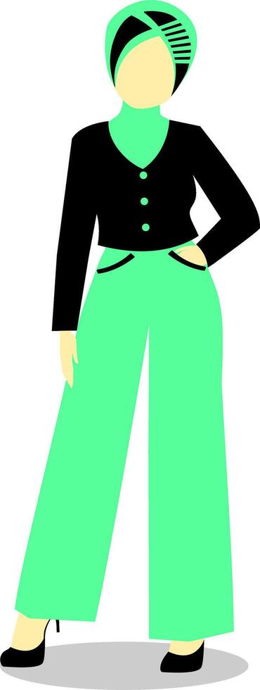 Stylish Woman in Casual Dress and Head Scarf vector