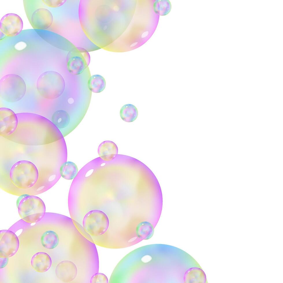 Vibrant soap bubbles overlay background square vector