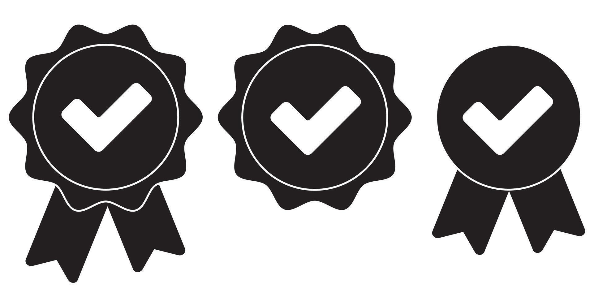 Certificate Badge illustration, yellow badge warranty icon with checklist and ribbon Background isolated vector