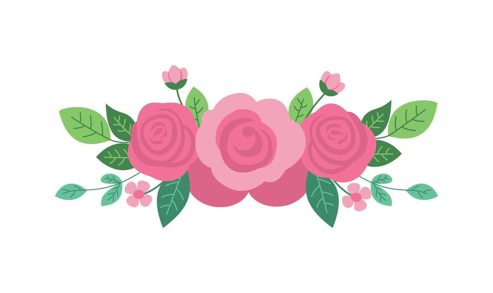 Beautiful Girly Romantic Pink Rose Flower Floral Crown Decoration vector