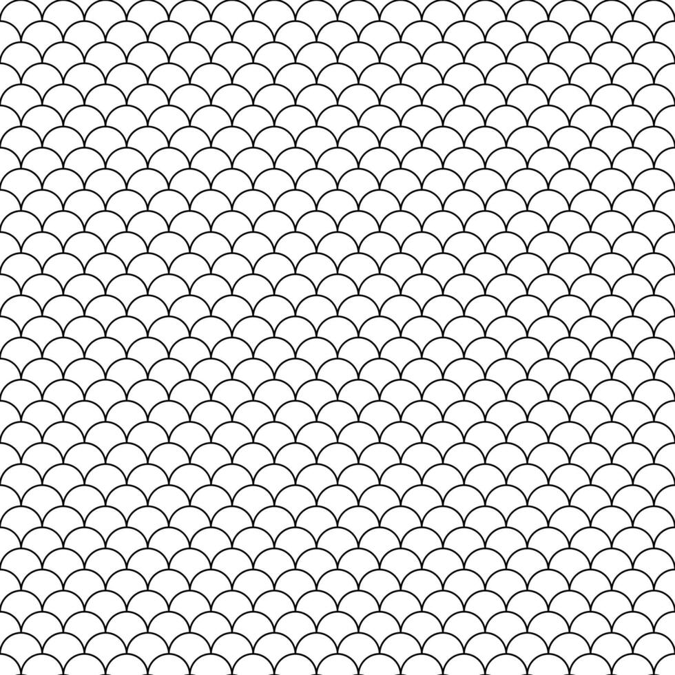 Black line fish scales seamless pattern for background vector