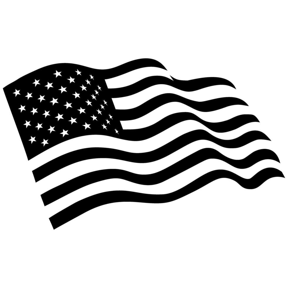 Black The US flag silhouette illustration vector