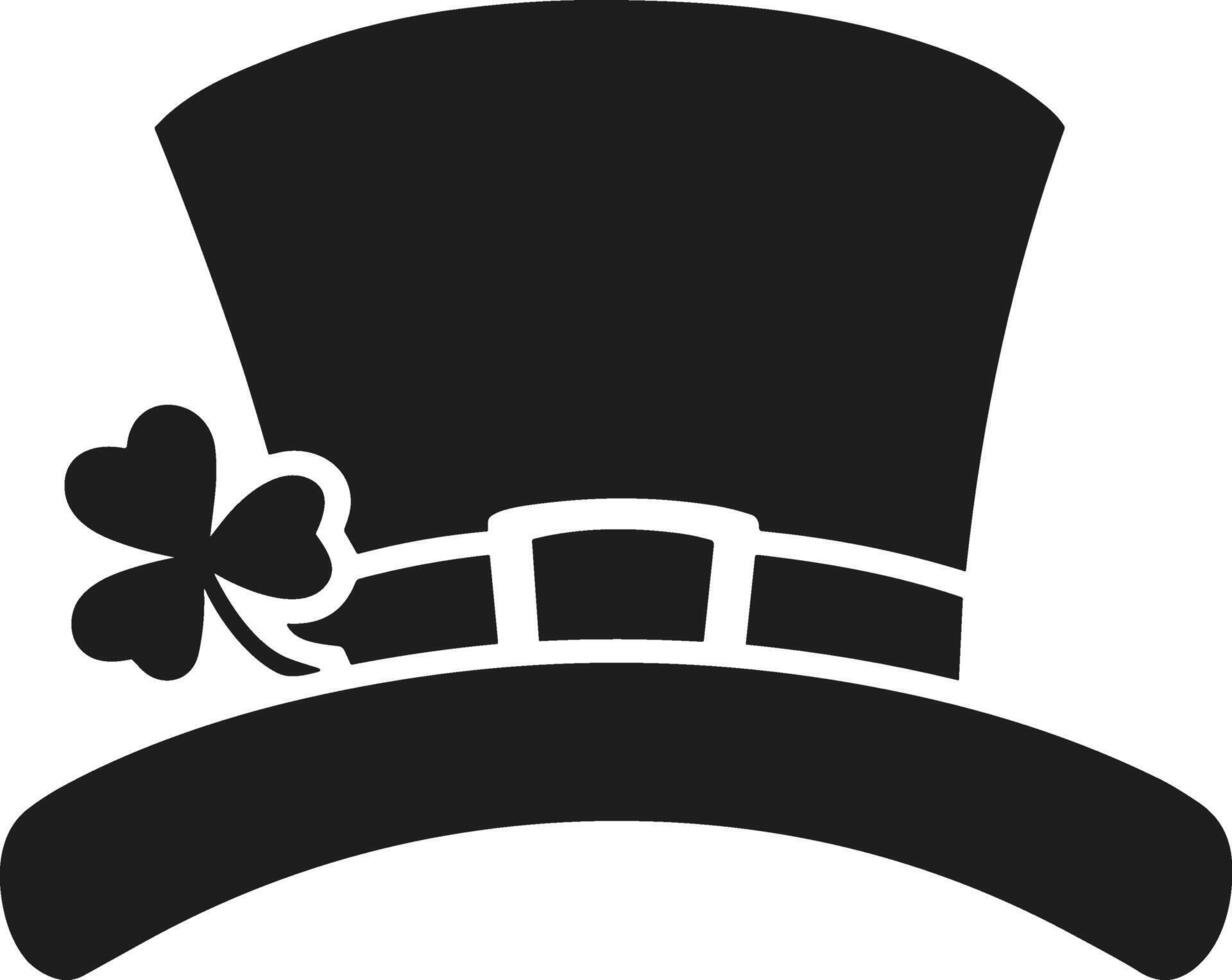 Leprechaun Hat Silhouette with Shamrock Illustration vector