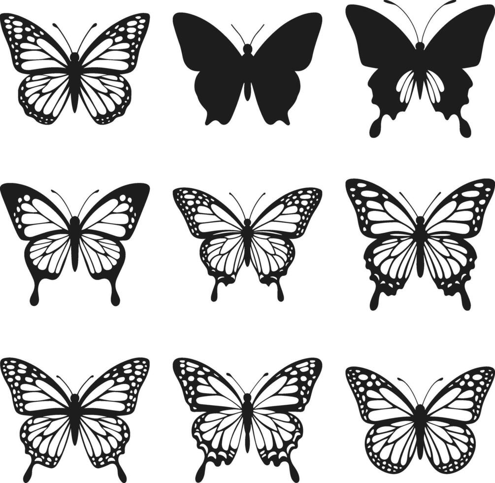 Butterfly Silhouettes Collection - Elegant Insect Set vector