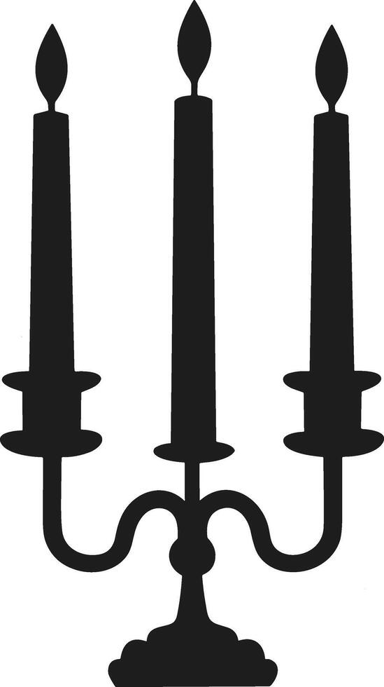 Elegant Vintage Candelabra with Three Candles - Black Silhouette vector