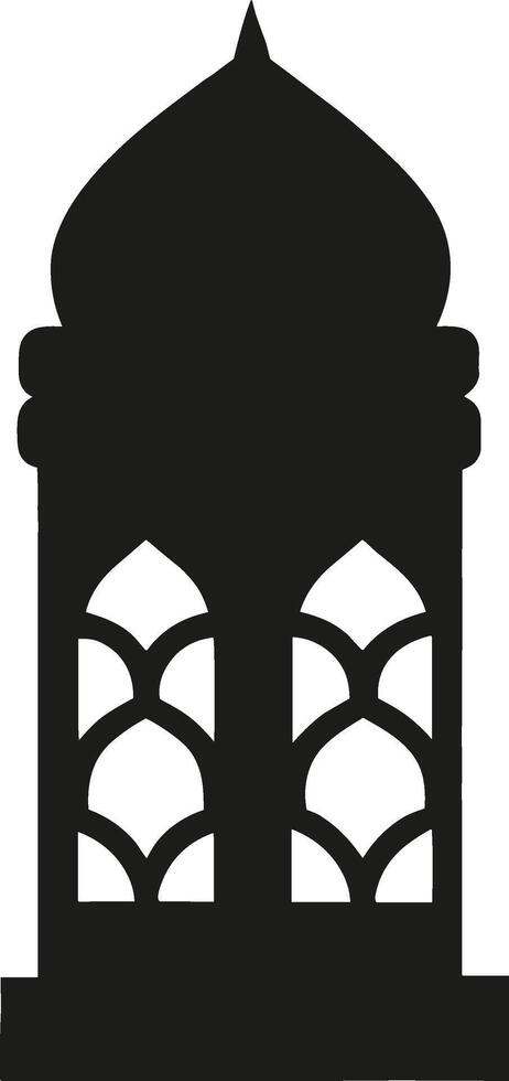 Ornate Islamic Tower Silhouette with Decorative Arched Windows - Art vector