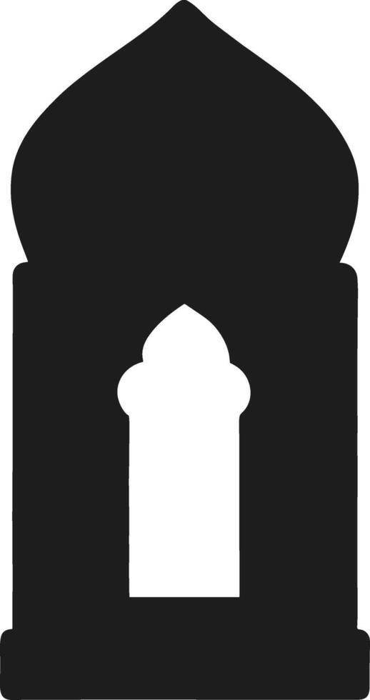 Minimalist Islamic Dome with Arched Window Silhouette - Illustration vector