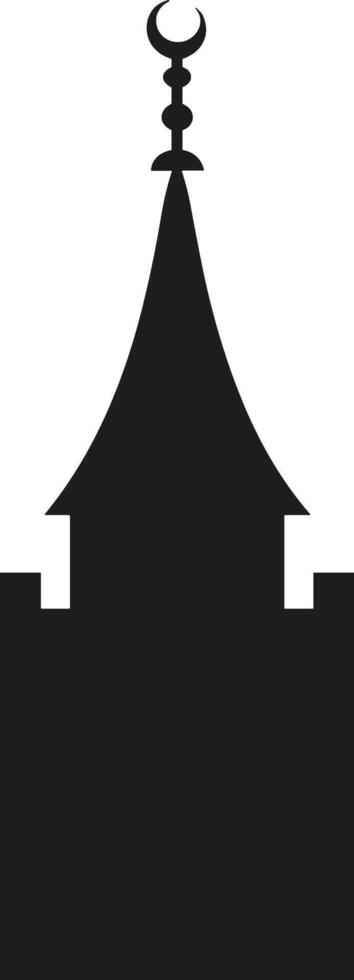 Islamic Mosque Minaret Silhouette with Crescent Moon vector