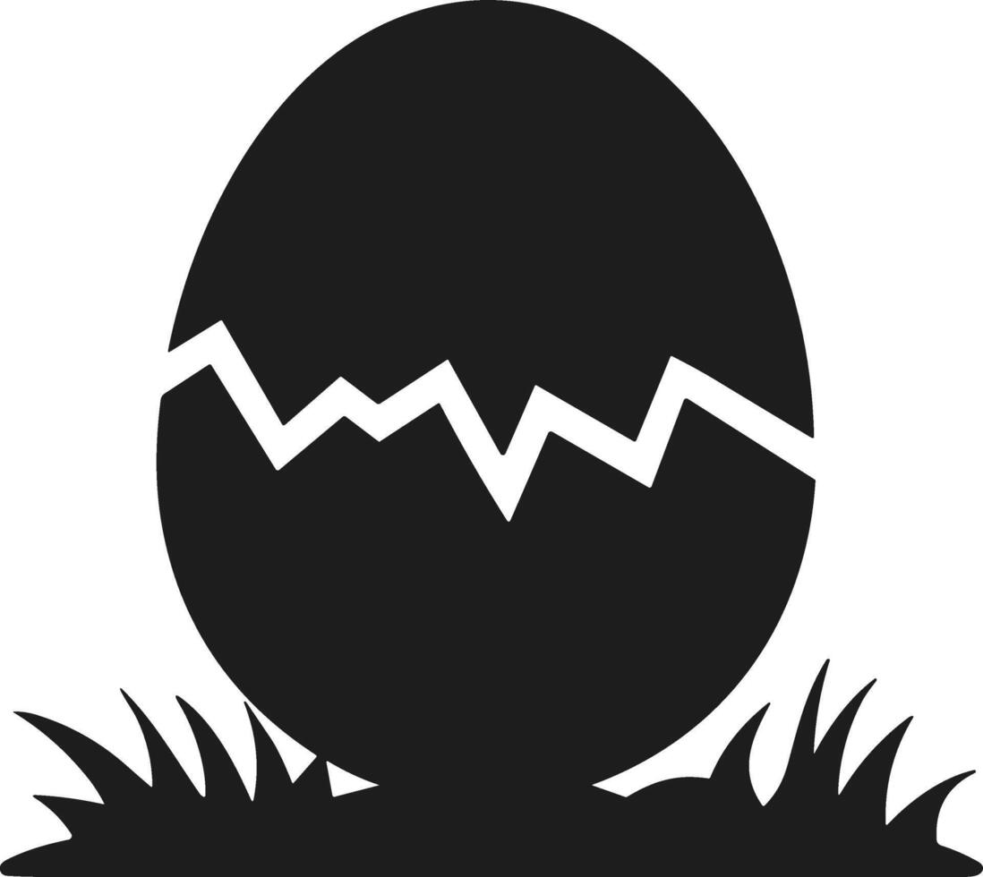 Cracked Egg in Grass Silhouette Illustration vector