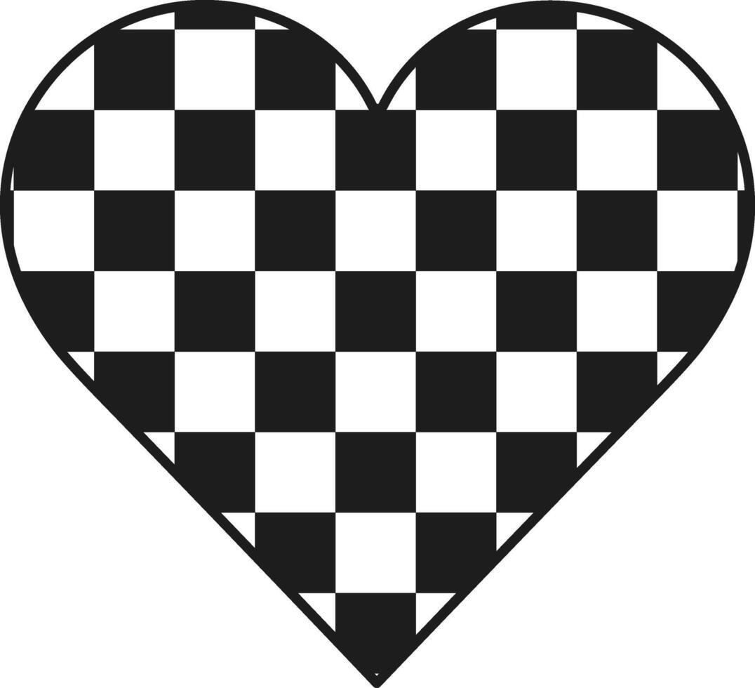 Checkered Heart - Black Geometric Love Symbol vector