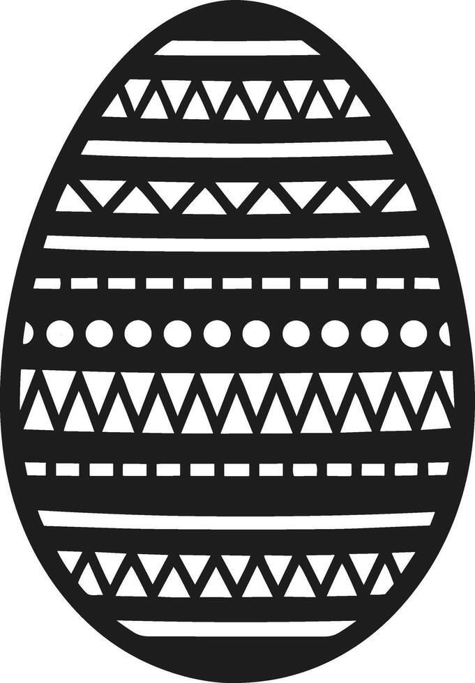Ornate Easter Egg Silhouette - Black with Geometric Pattern vector