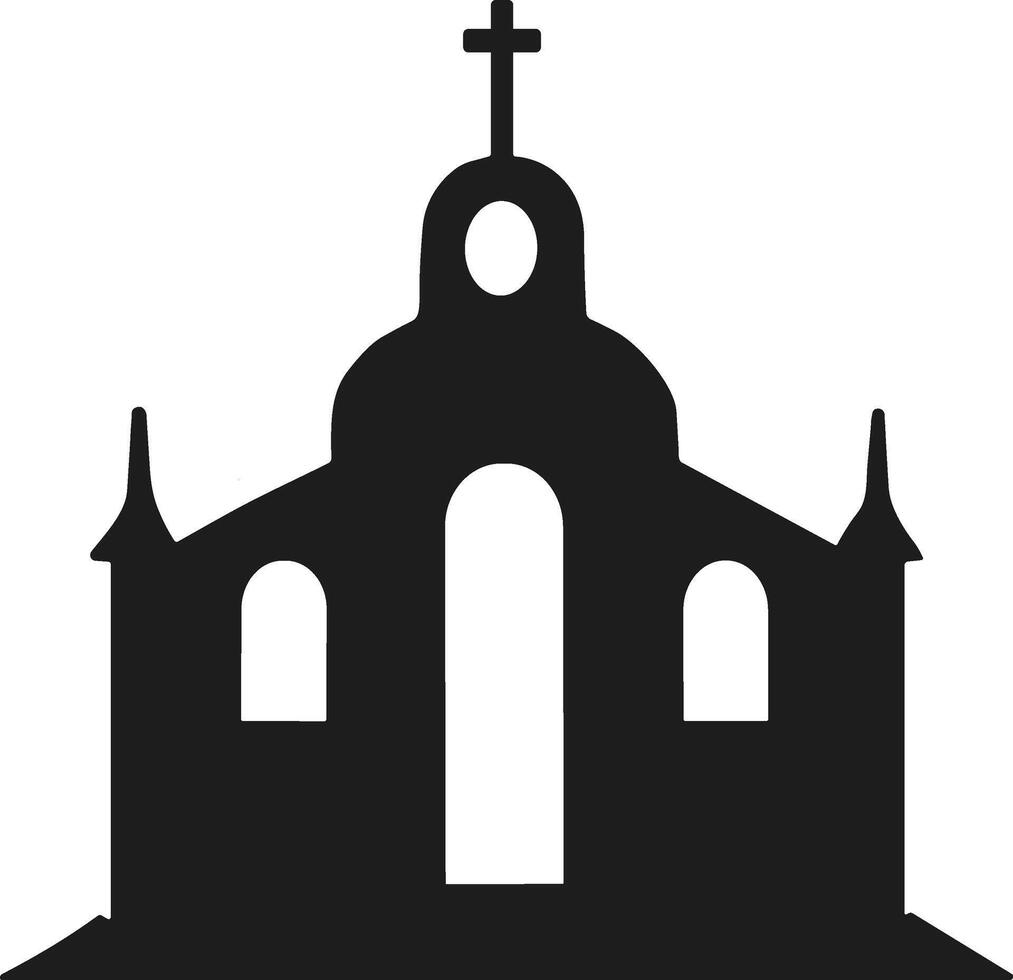 Mission Style Church Silhouette - Religious Architecture Illustration vector