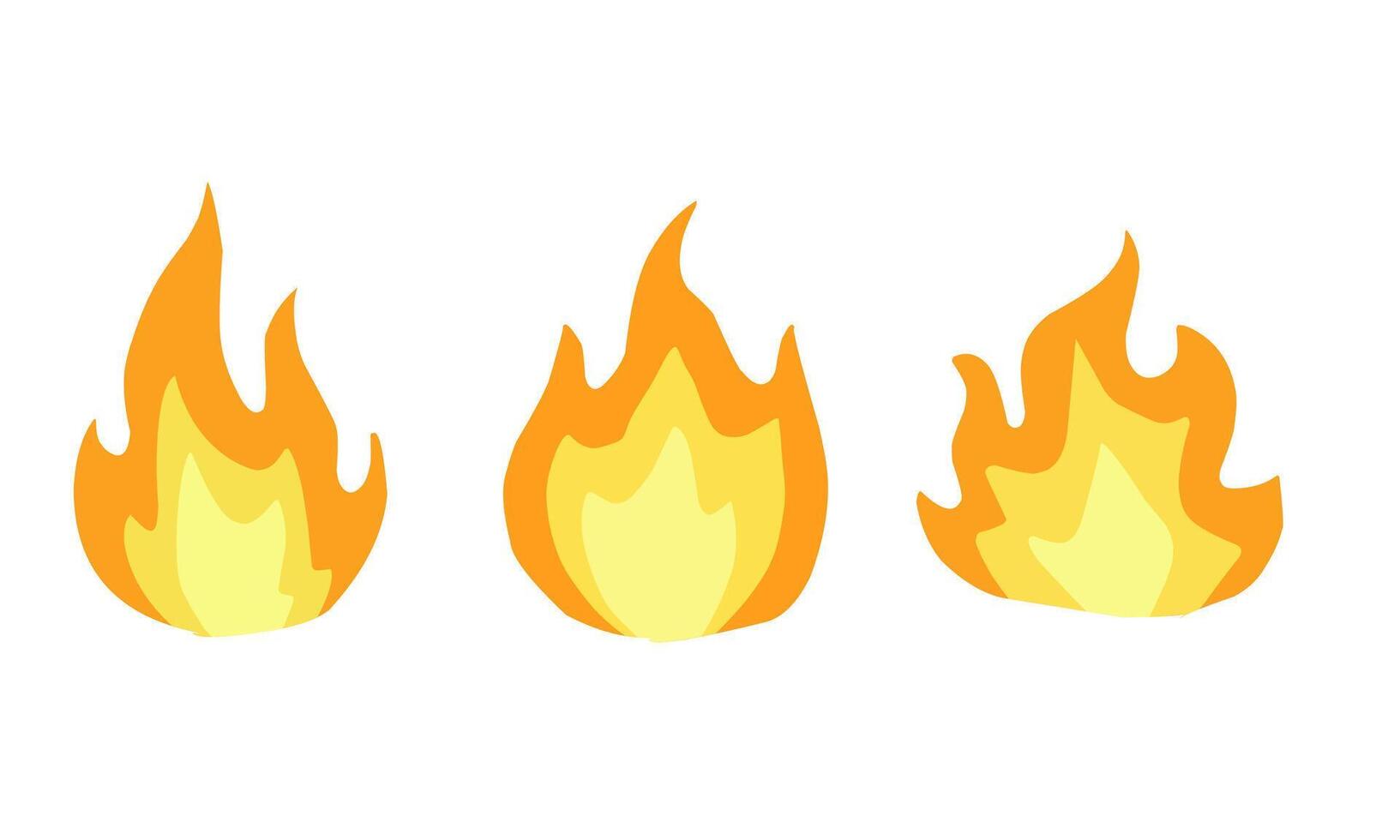 three different types of fire flames on a white background vector