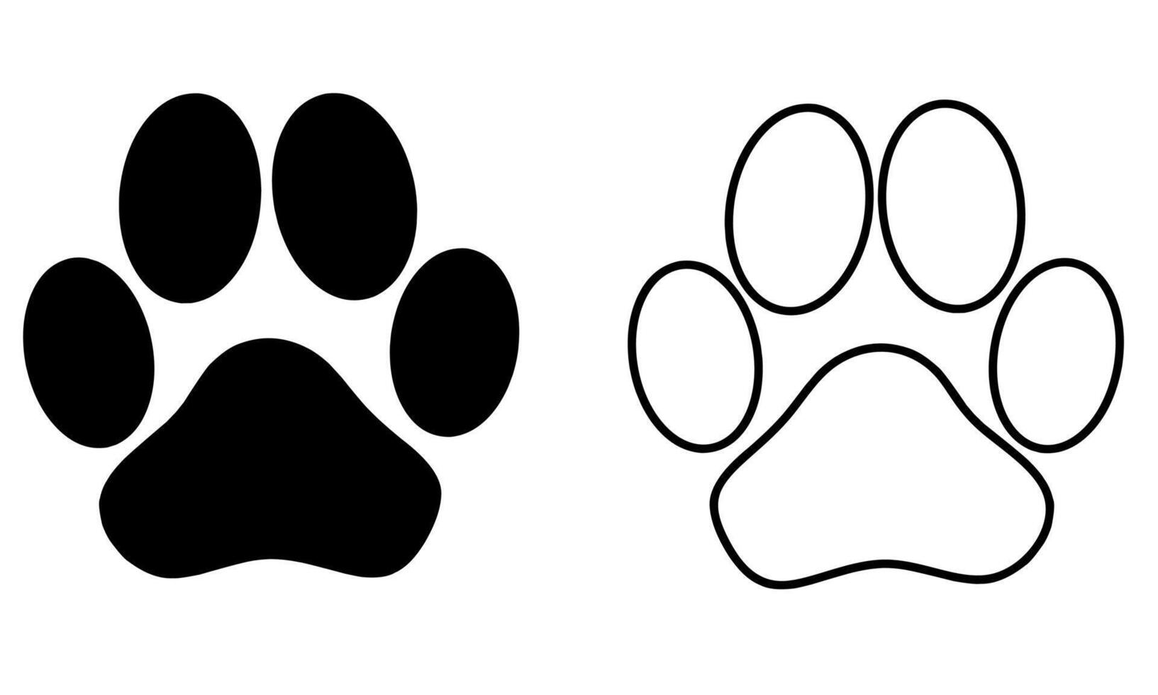 a black and white paw print is shown vector
