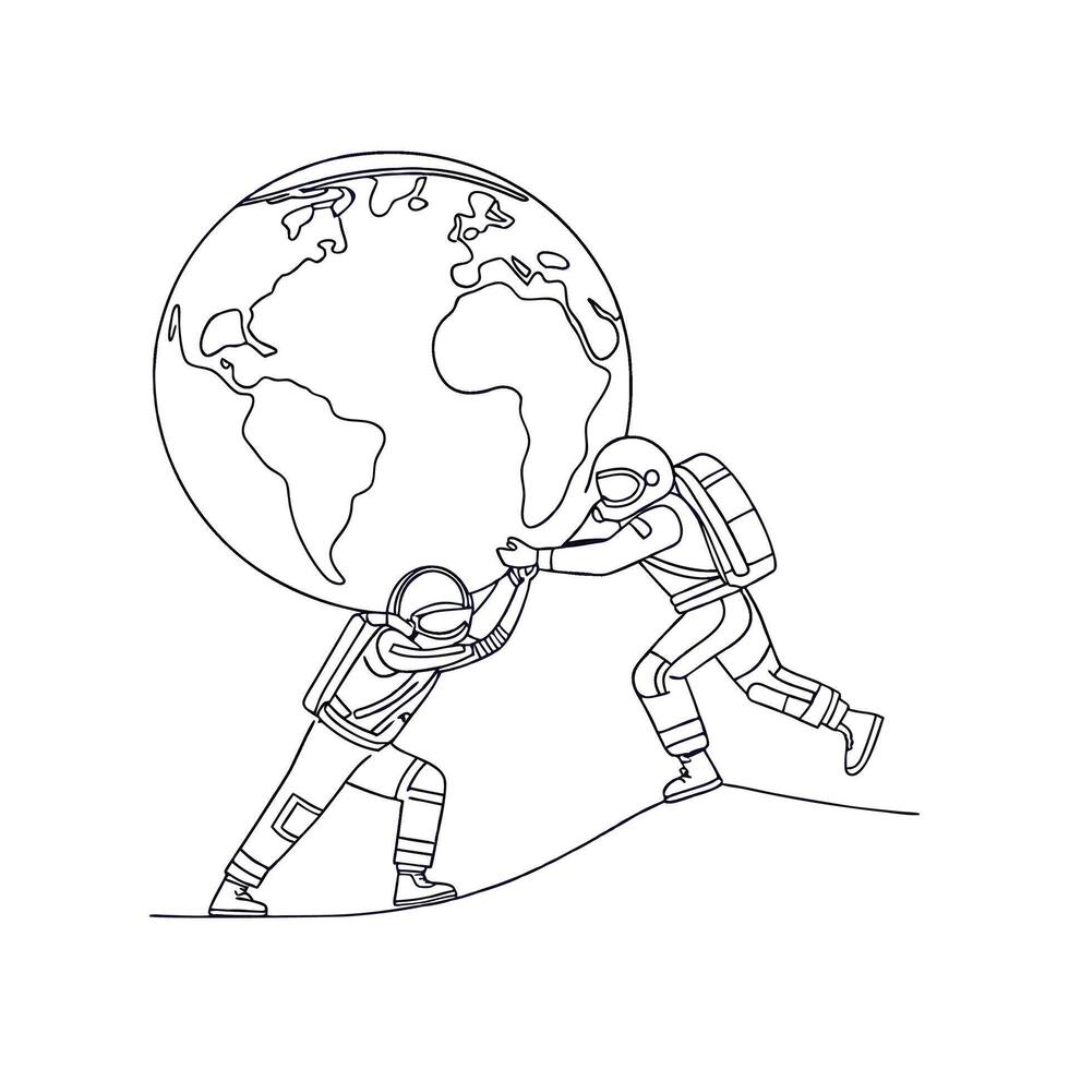 Astronauts carrying the earth on their backs vector