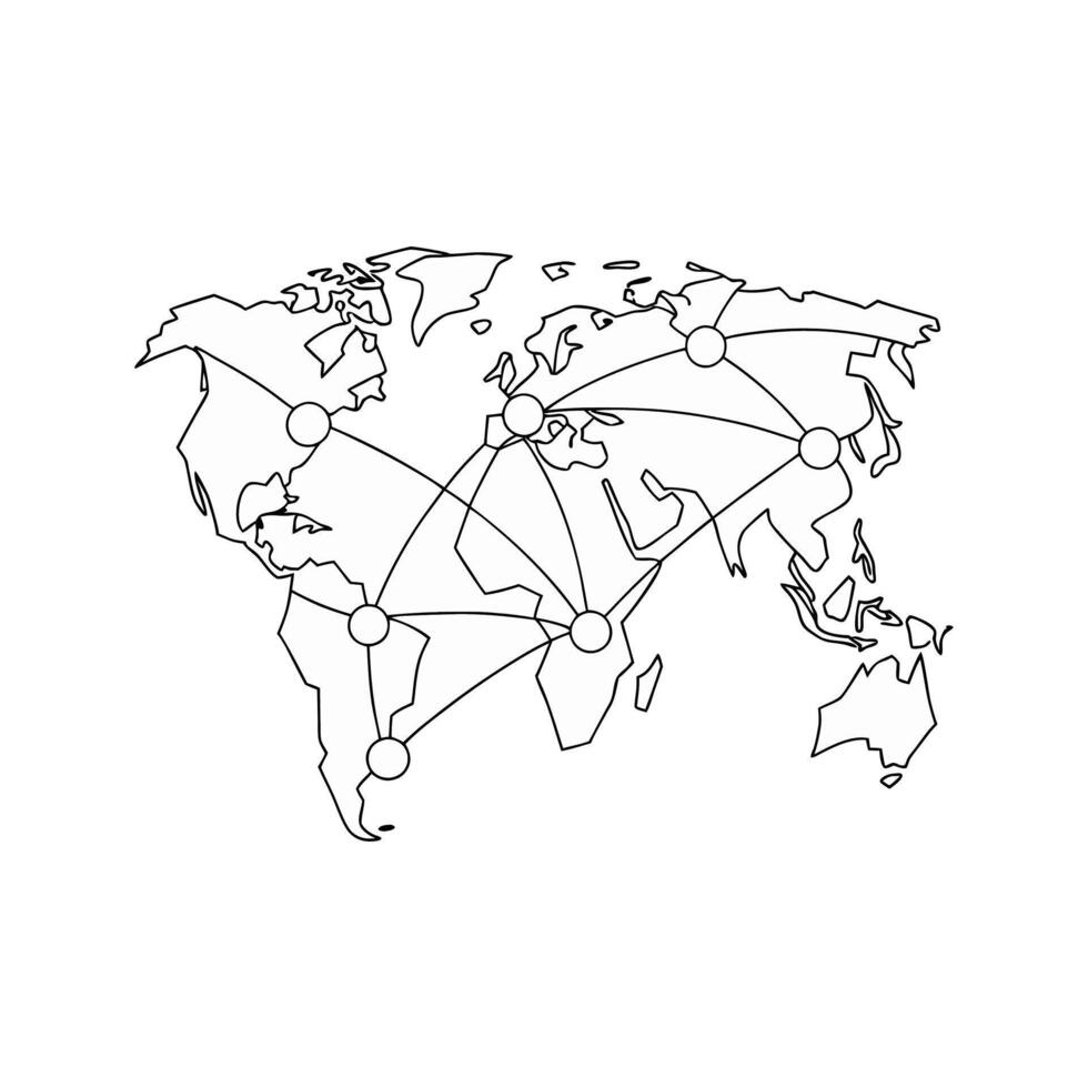 World map with connected lines illustration vector