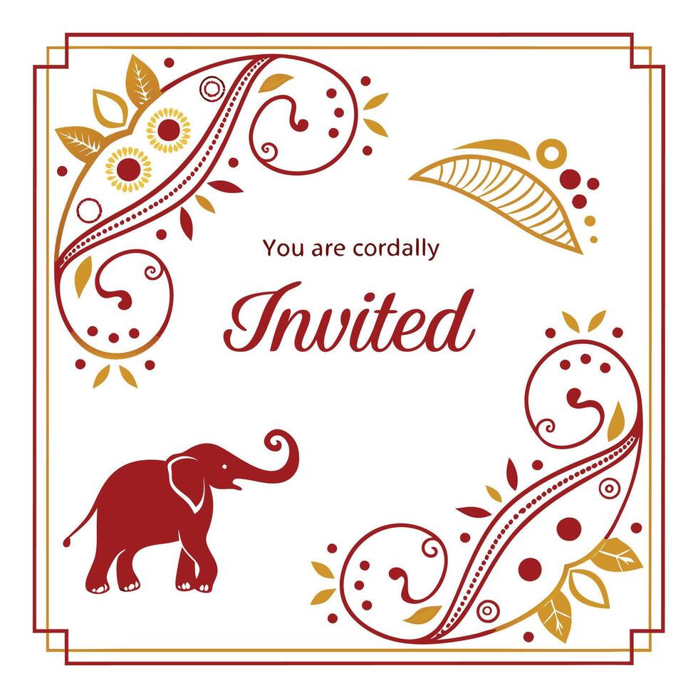 An invitation card with an elephant vector