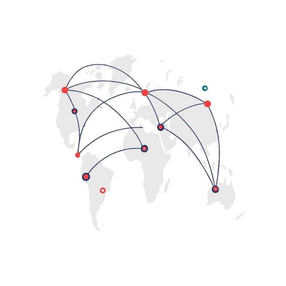 A map with several different countries connected to each other vector