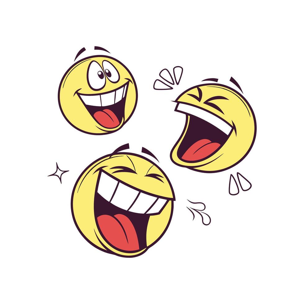 Three laughing emoticions with different expressions vector