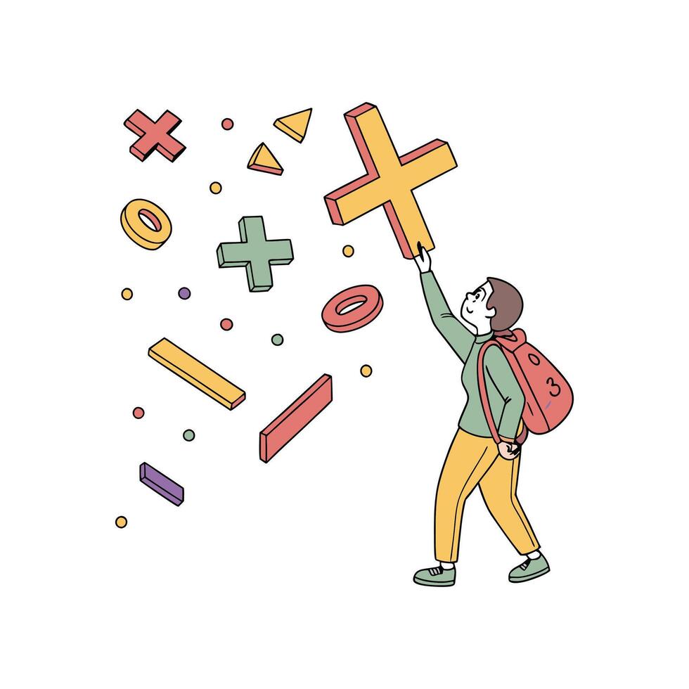 A person is throwing a math symbol vector