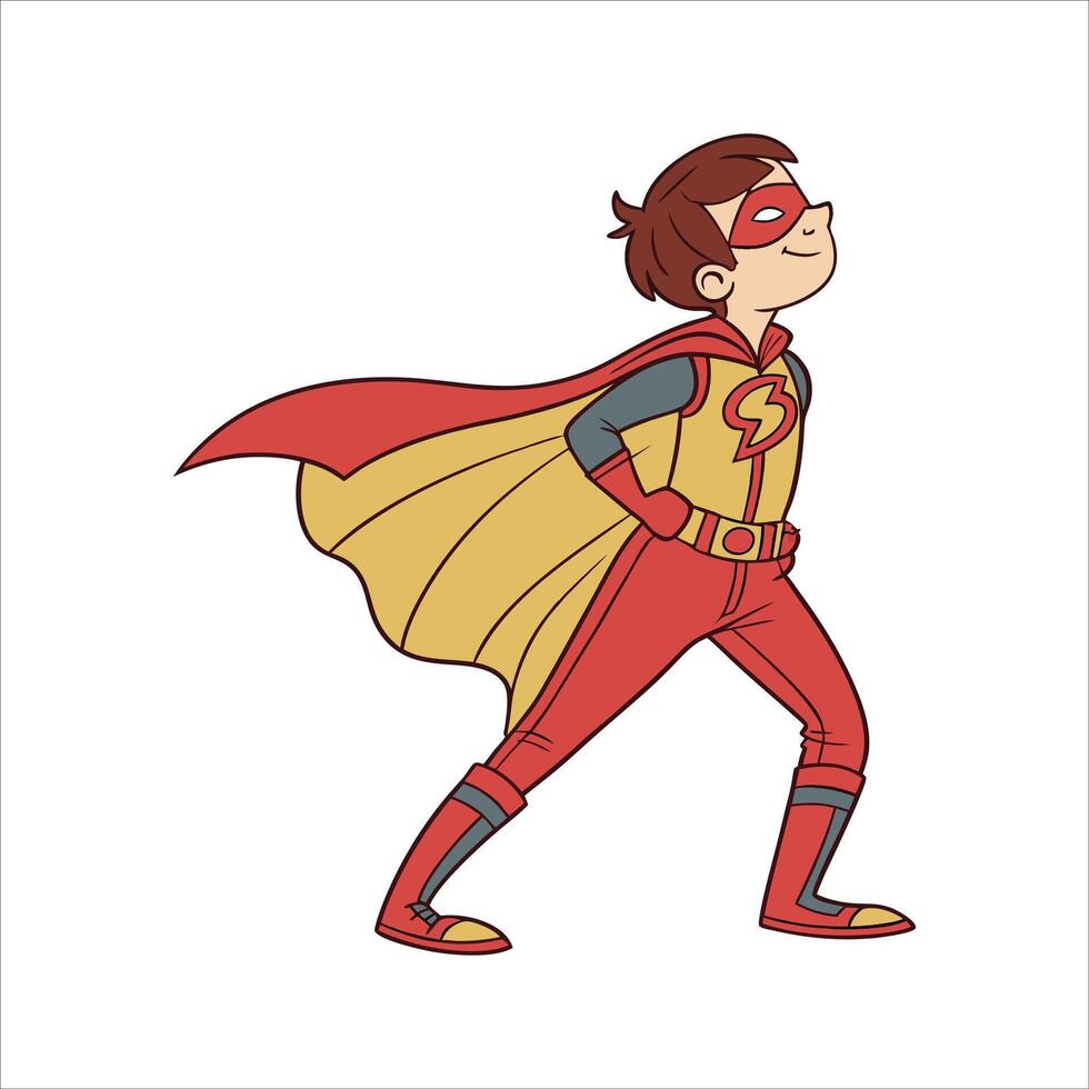 A cartoon boy in a superhero costume vector
