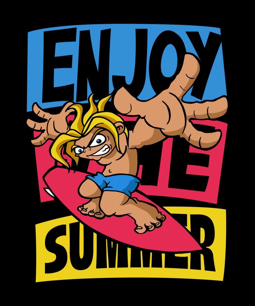 Enjoy The Summer Cartoon Illustration Design vector