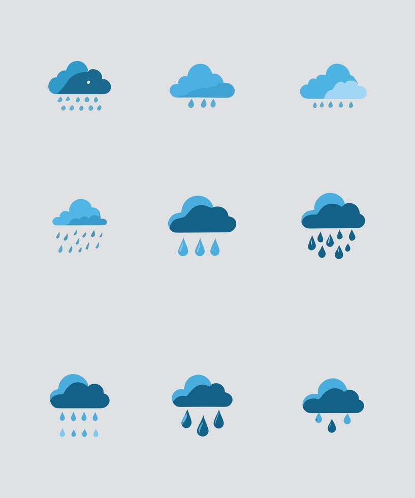Weather forecast symbols color icons set of sun cloud rain vector
