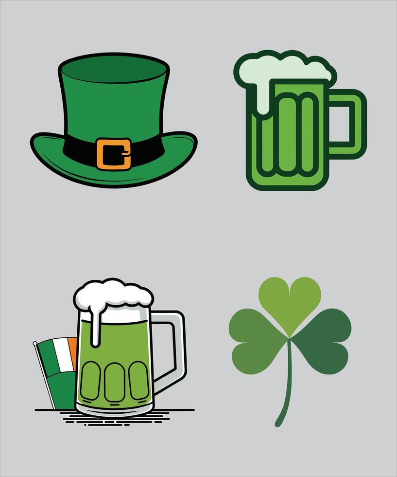 St patricks day icons set illustration vector