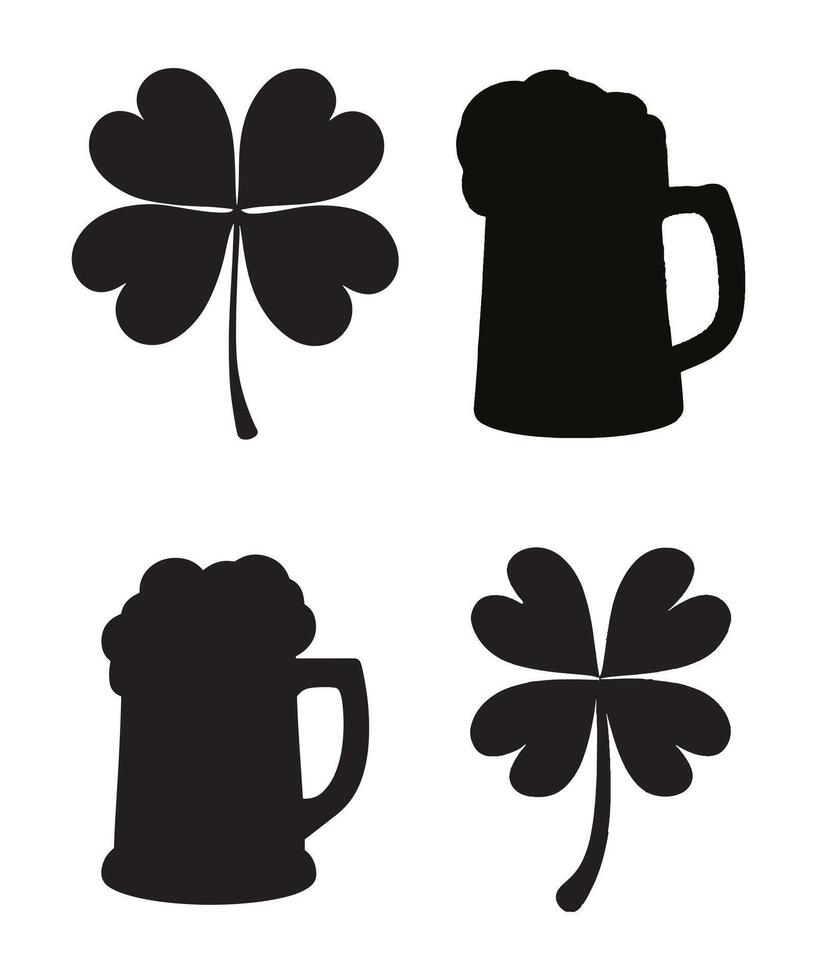 Four leaf clover and beer mug vector