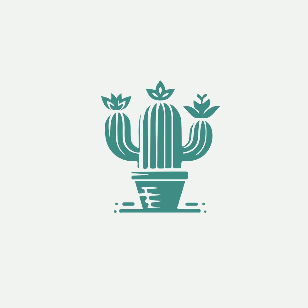 Spire And Vine Cactus Logo Design vector