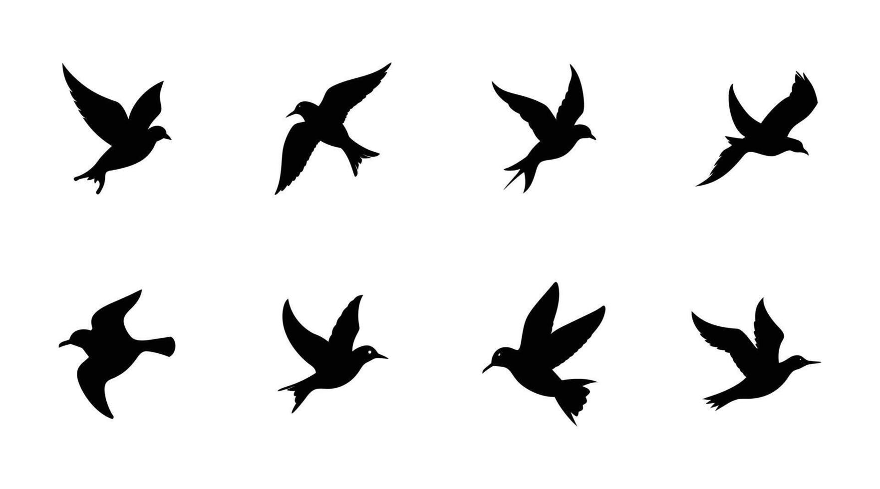 Flying bird silhouettes set collection isolated on white background vector