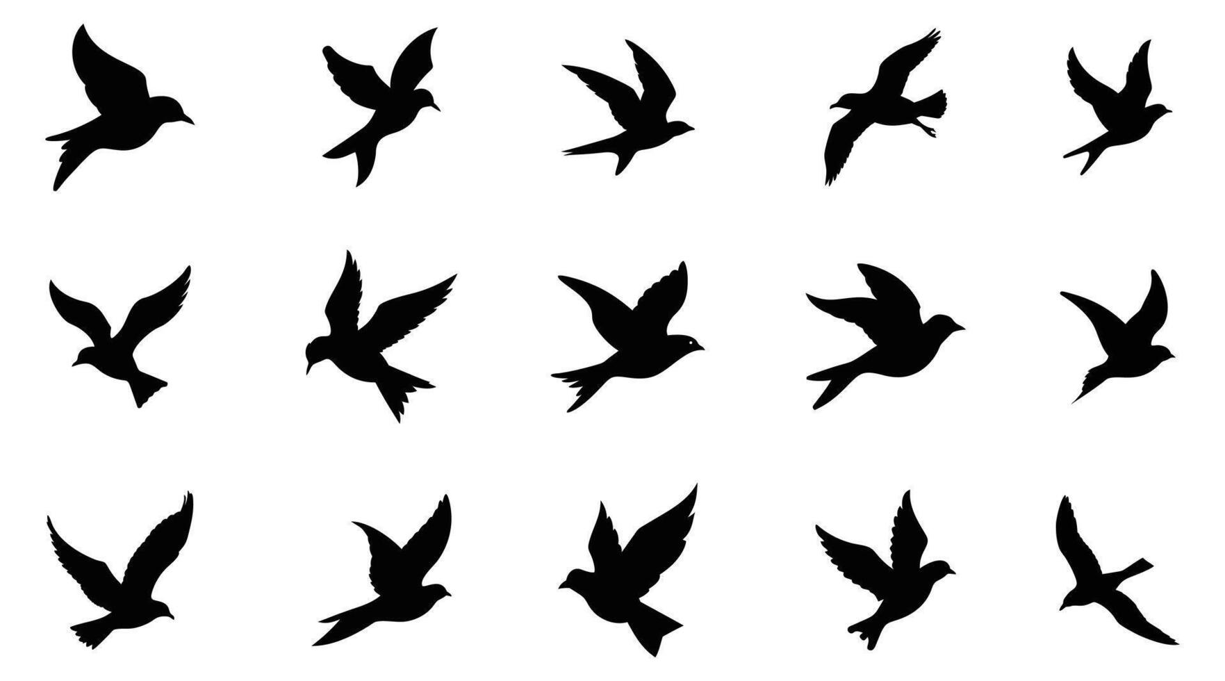 Flying bird silhouettes setcollection isolated on white background vector