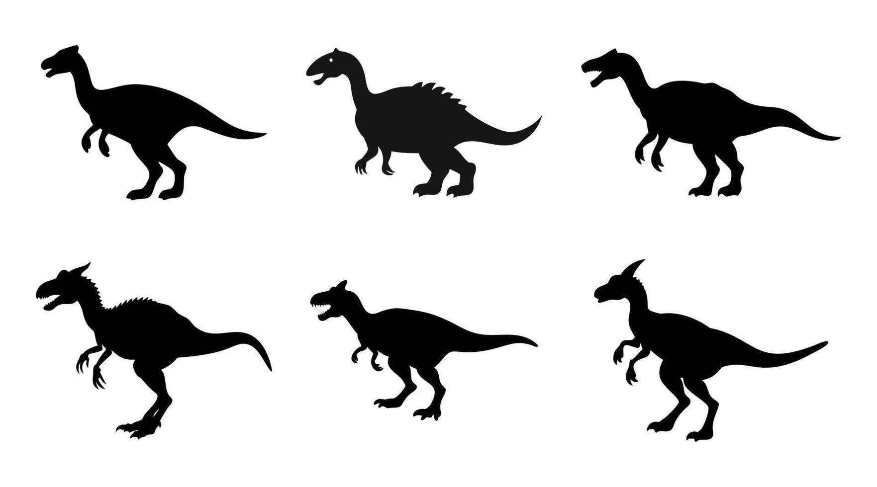 Black Silhouettes Dinosaur Icons Set - Prehistoric Creatures Illustration set on white background vector