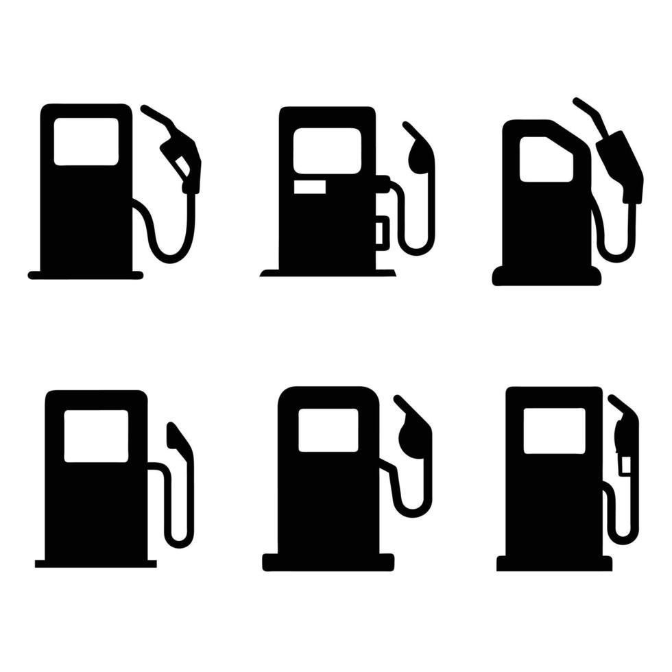 Gas Pump Silhouette Icons Black and White Fuel Station Symbols vector
