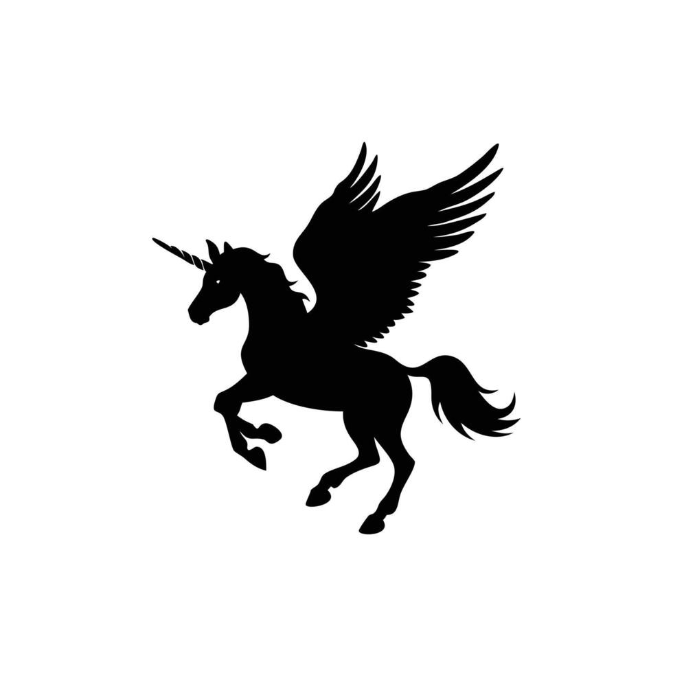 A Pegasus Unicorn Silhouette Mythical Flying Horse Fantasy Icon vector