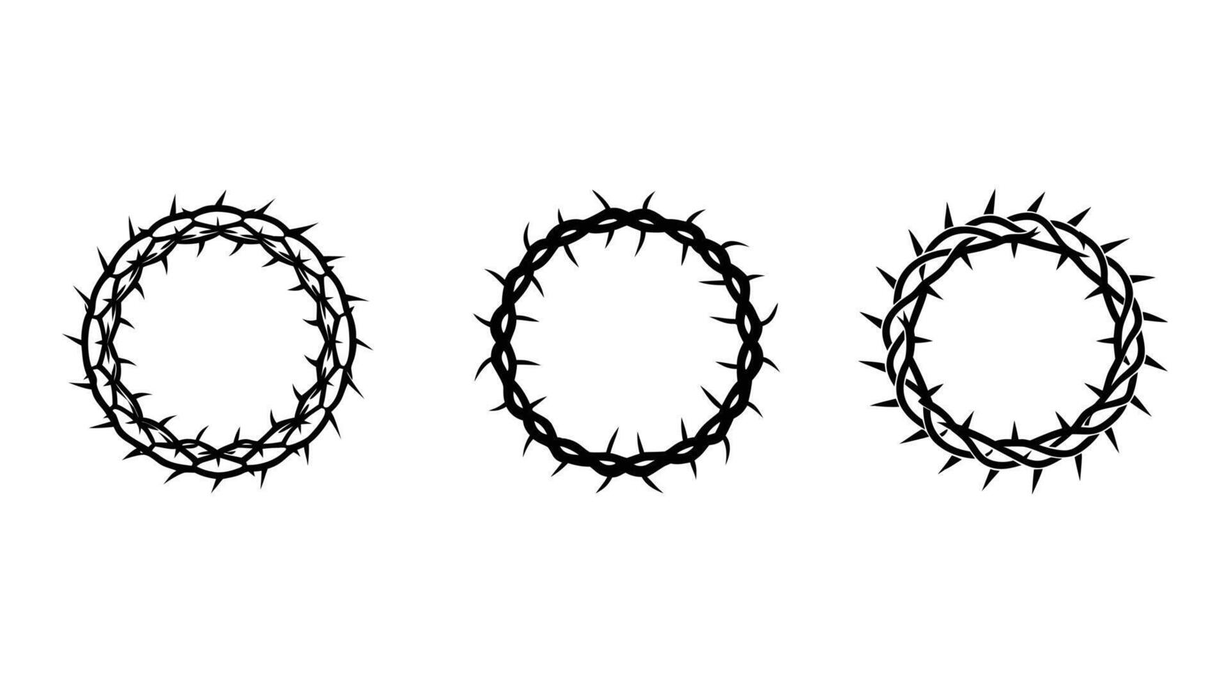 Crown of thorns silhouette set for religious and decorative designs vector