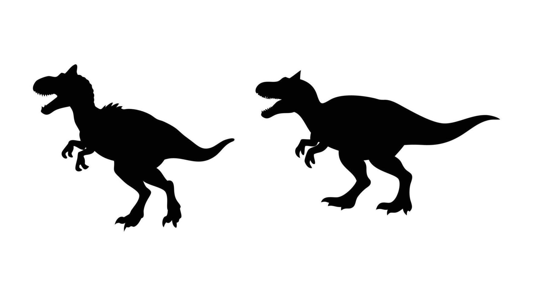 Black Silhouettes Dinosaur Icons Set Prehistoric Creatures Illustration vector