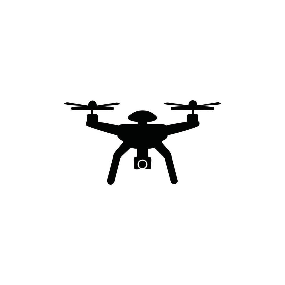 Drone Silhouette Icon with Camera vector